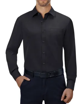 Alimens & Gentle Men's Dress Shirts Long Sleeve Wrinkle Free Dress Shirts for Men Stretch Business Casual Button Down Shirts, Black, Medium