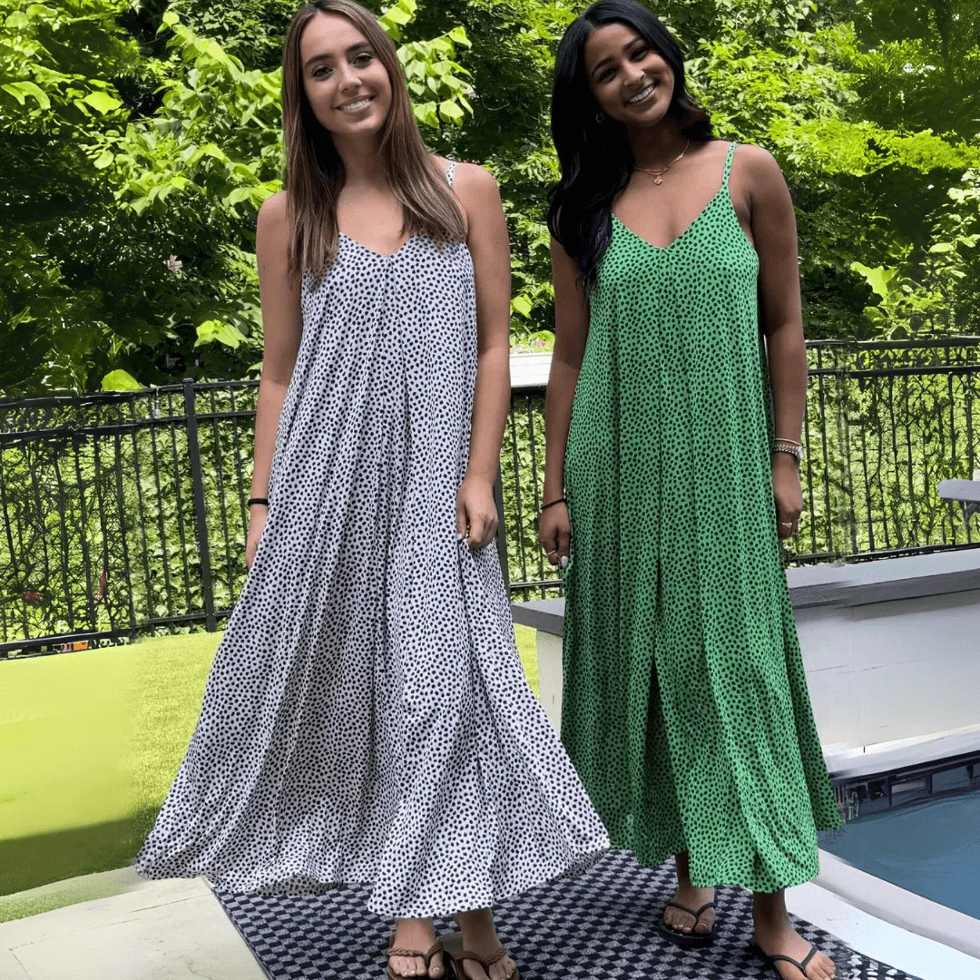 Amari Double V-Neck Summer Maxi Dress Made in USA