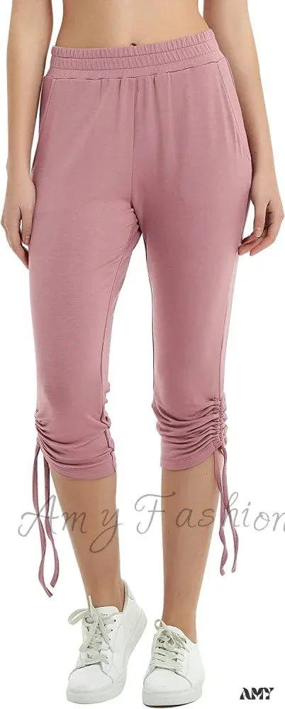 Amy Fashion - Sweatpants Capri Pants Cropped Joggers Yoga Slim Fit Pants