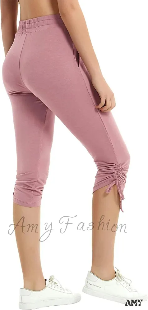Amy Fashion - Sweatpants Capri Pants Cropped Joggers Yoga Slim Fit Pants