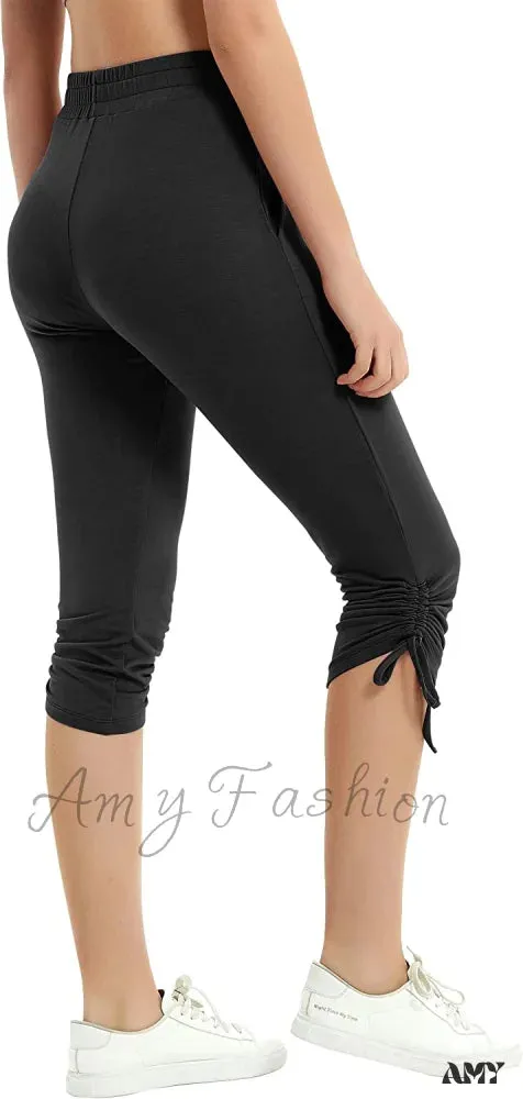 Amy Fashion - Sweatpants Capri Pants Cropped Joggers Yoga Slim Fit Pants