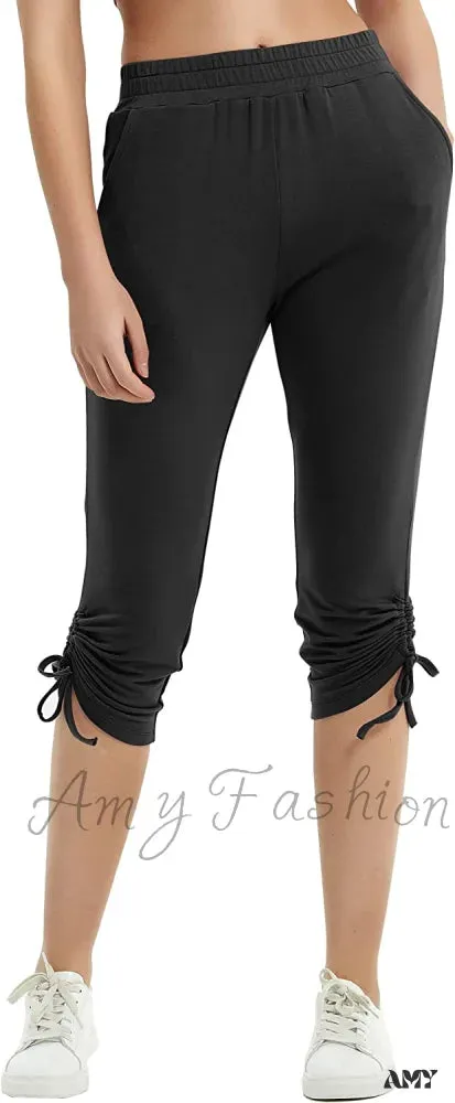Amy Fashion - Sweatpants Capri Pants Cropped Joggers Yoga Slim Fit Pants