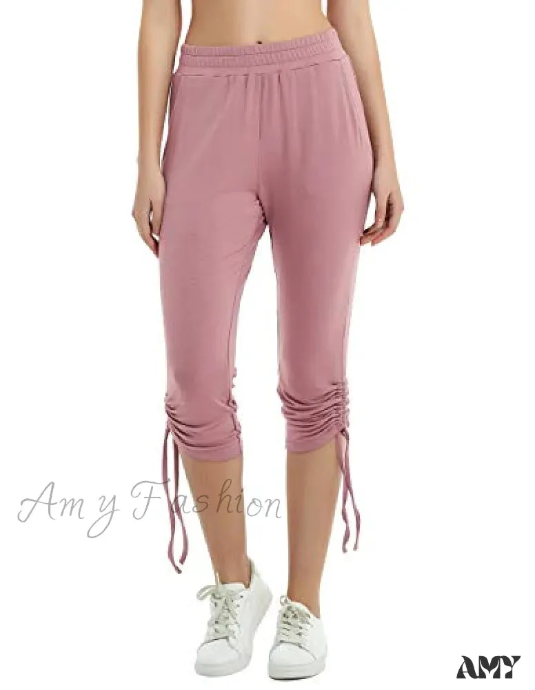 Amy Fashion - Sweatpants Capri Pants Cropped Joggers Yoga Slim Fit Pants