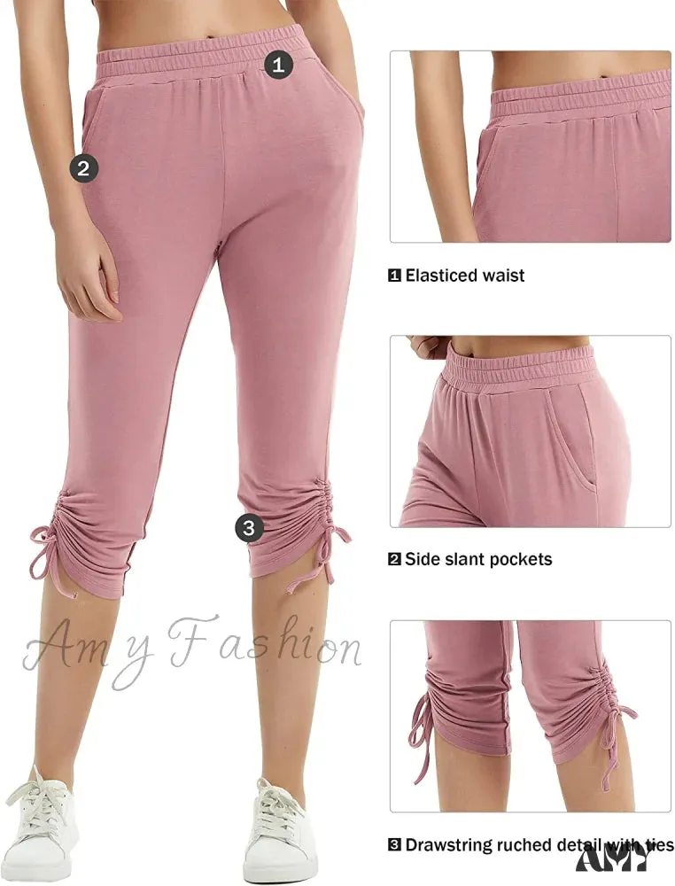 Amy Fashion - Sweatpants Capri Pants Cropped Joggers Yoga Slim Fit Pants