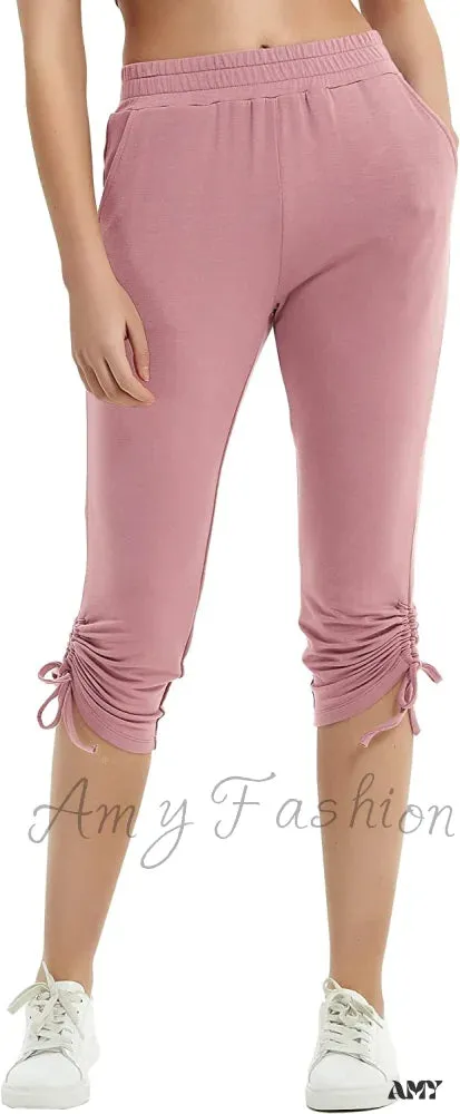 Amy Fashion - Sweatpants Capri Pants Cropped Joggers Yoga Slim Fit Pants