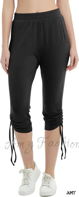Amy Fashion - Sweatpants Capri Pants Cropped Joggers Yoga Slim Fit Pants