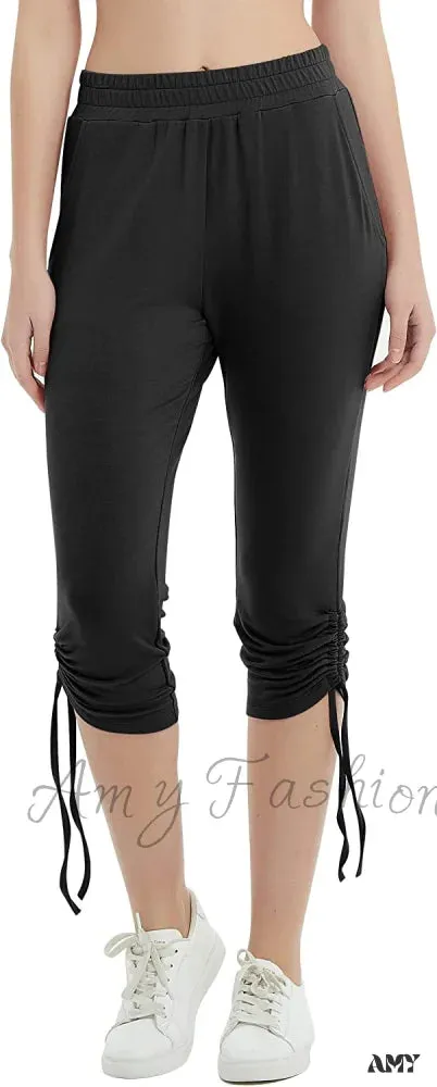 Amy Fashion - Sweatpants Capri Pants Cropped Joggers Yoga Slim Fit Pants