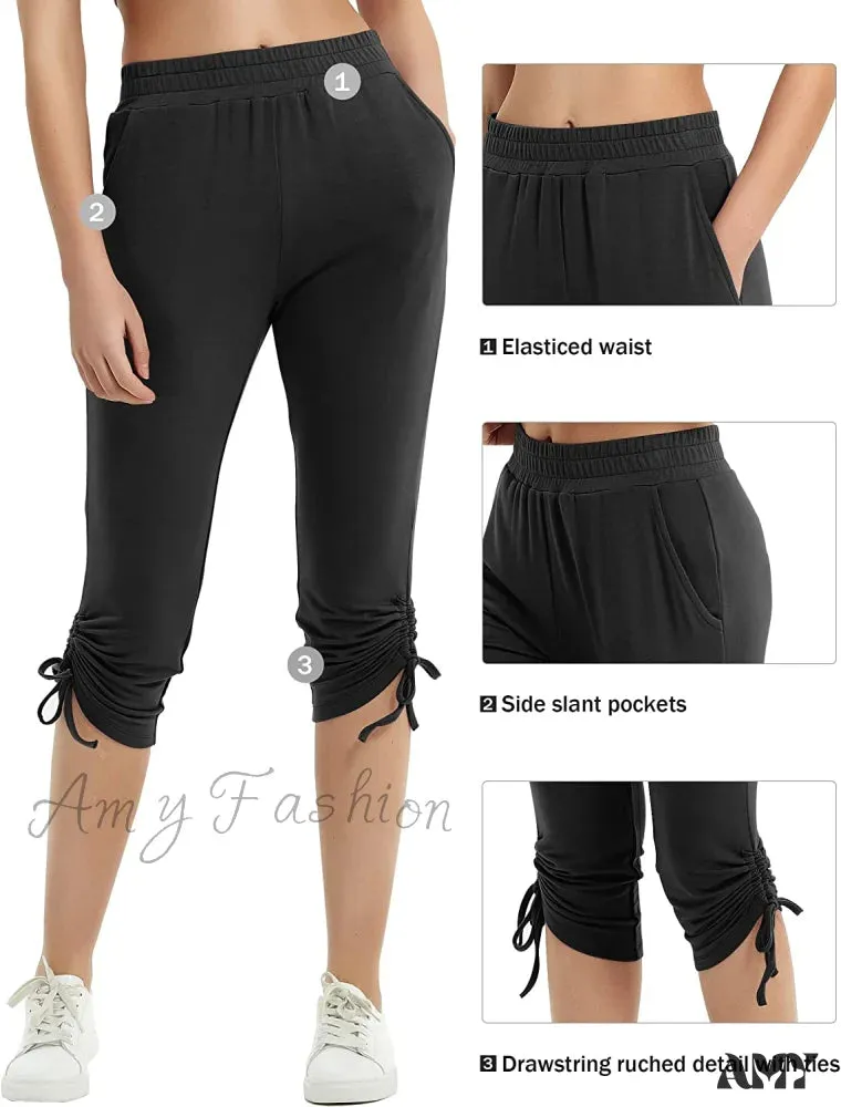 Amy Fashion - Sweatpants Capri Pants Cropped Joggers Yoga Slim Fit Pants