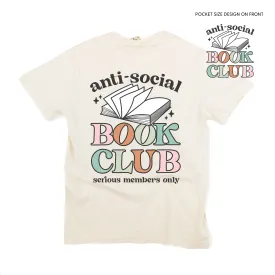 Anti-Social Book Club (Pocket on Front / Full Size on Back) - SHORT SLEEVE COMFORT COLORS TEE
