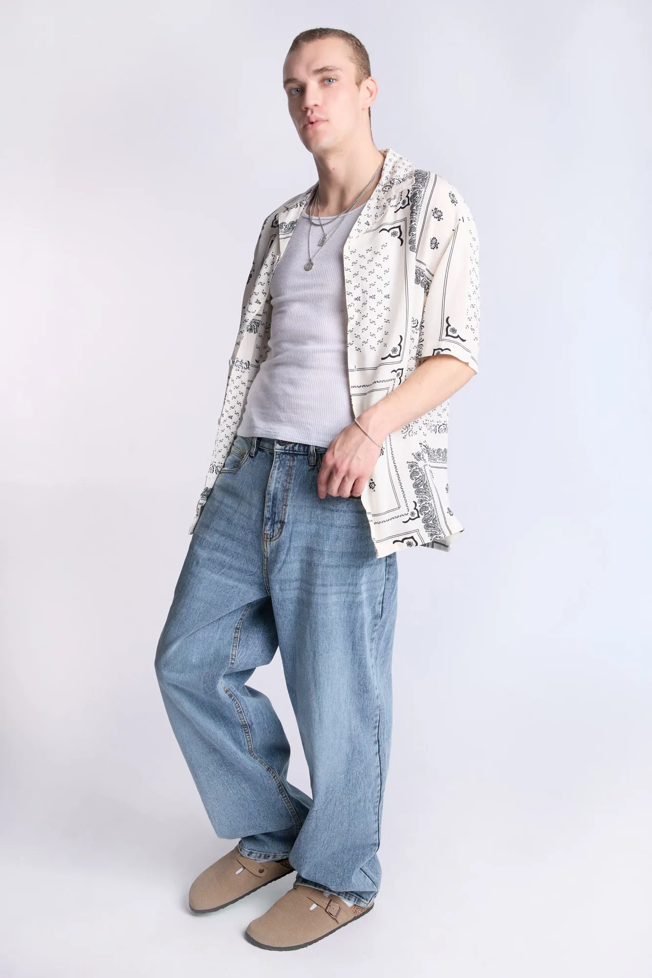 Arsenic Mens Bandana Print Button-Up