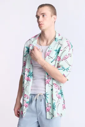 Arsenic Mens Flamingo Print Button-Up