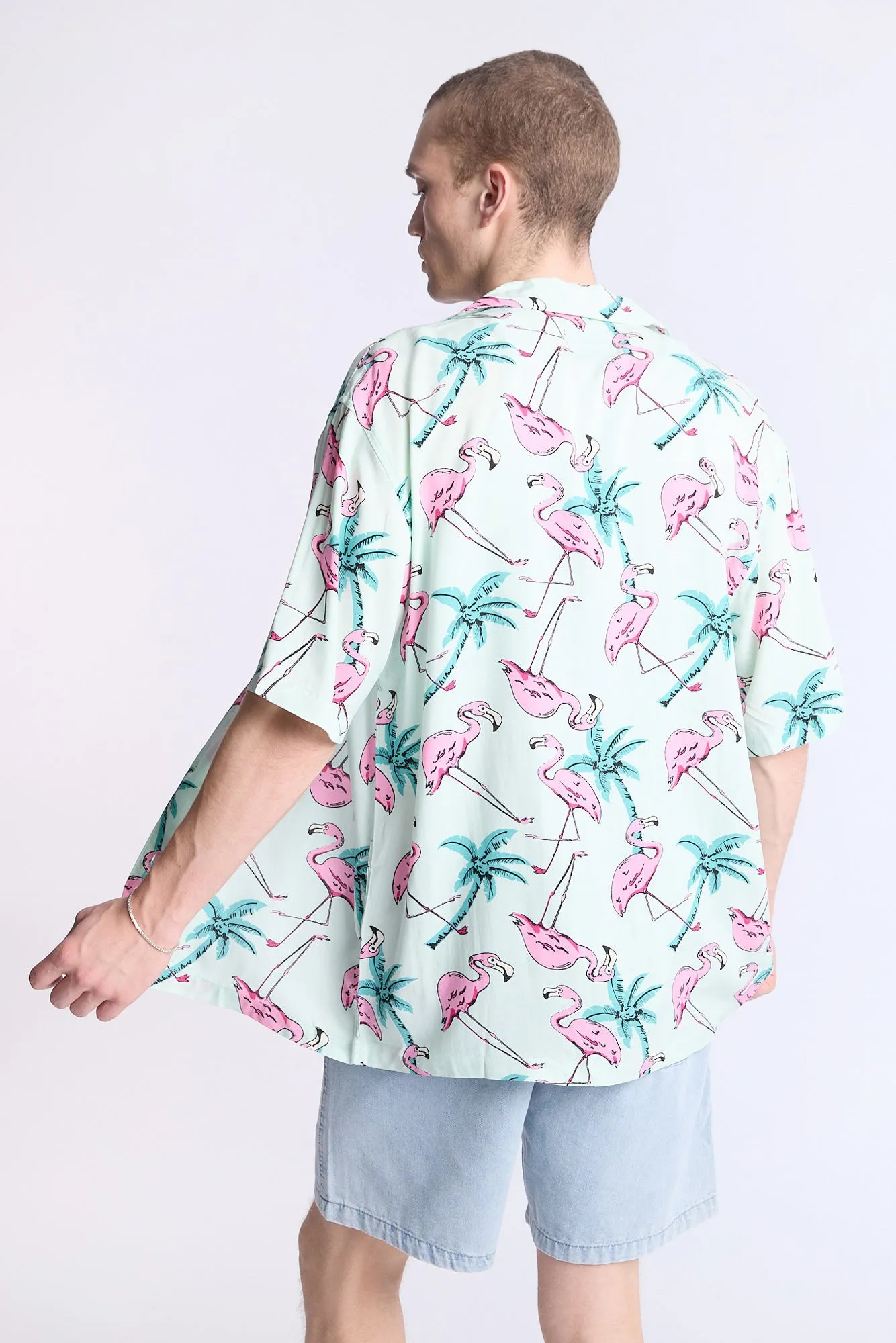 Arsenic Mens Flamingo Print Button-Up