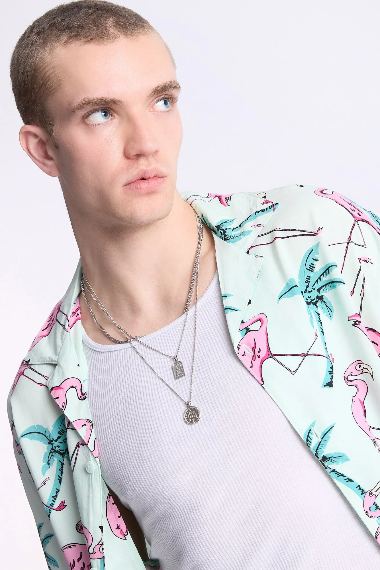Arsenic Mens Flamingo Print Button-Up