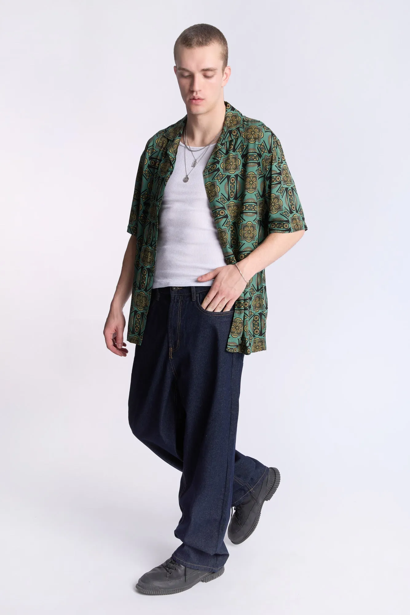 Arsenic Mens Kaleidoscope Print Button-Up