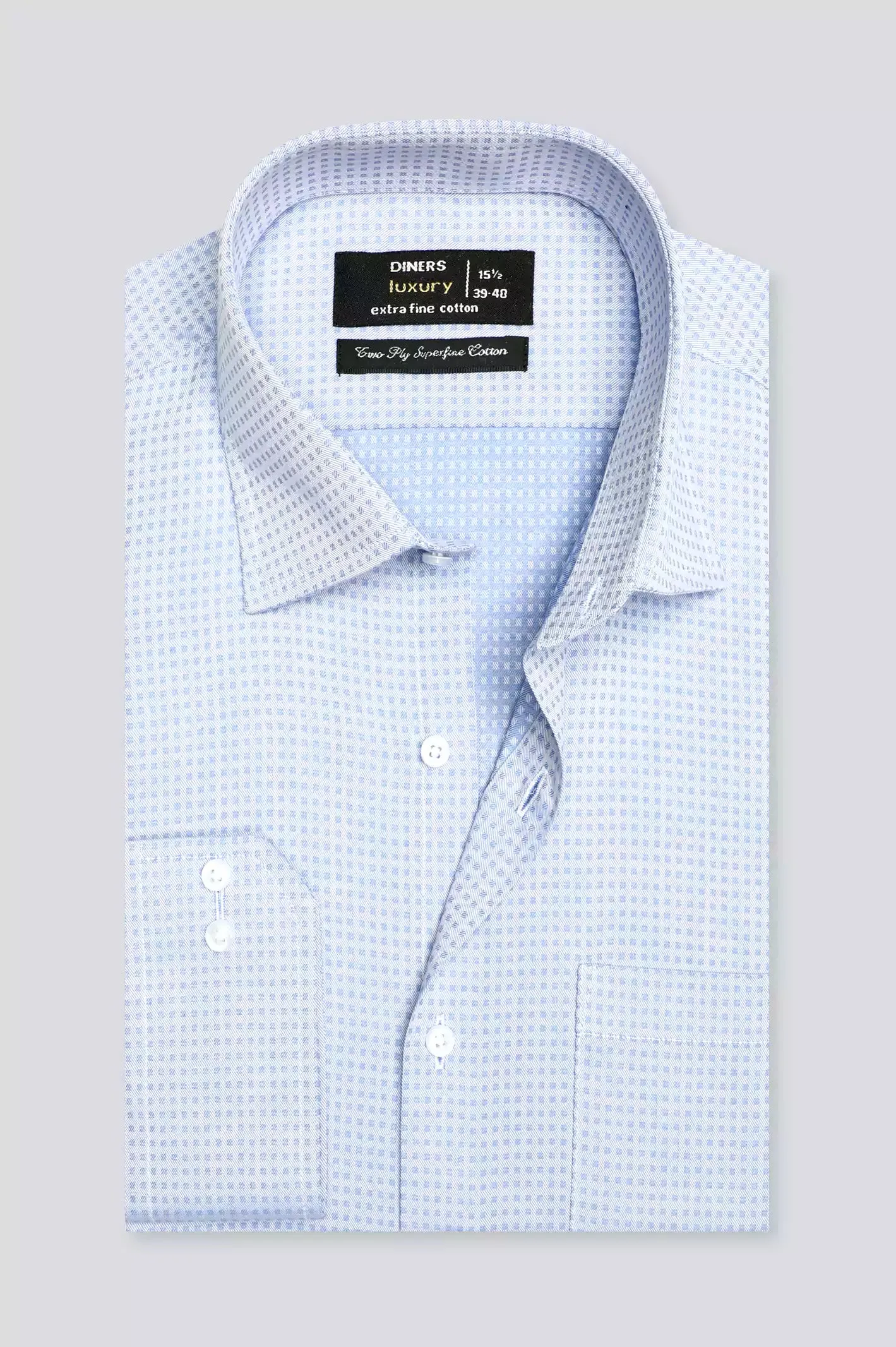 Blue Self Textured Formal Shirt
