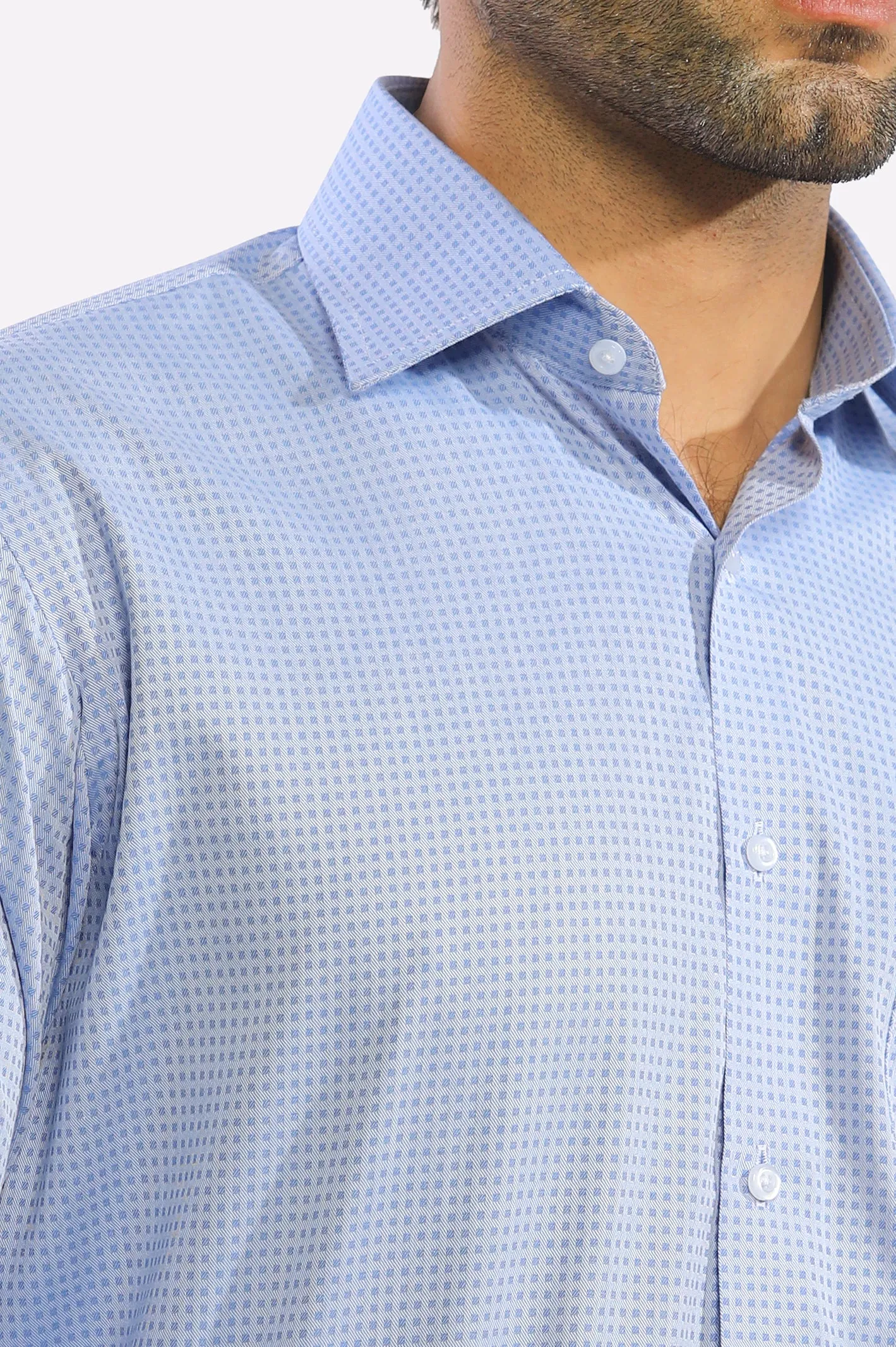 Blue Self Textured Formal Shirt