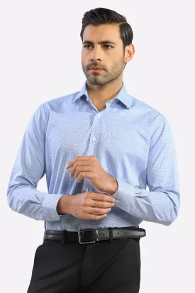 Blue Self Textured Formal Shirt