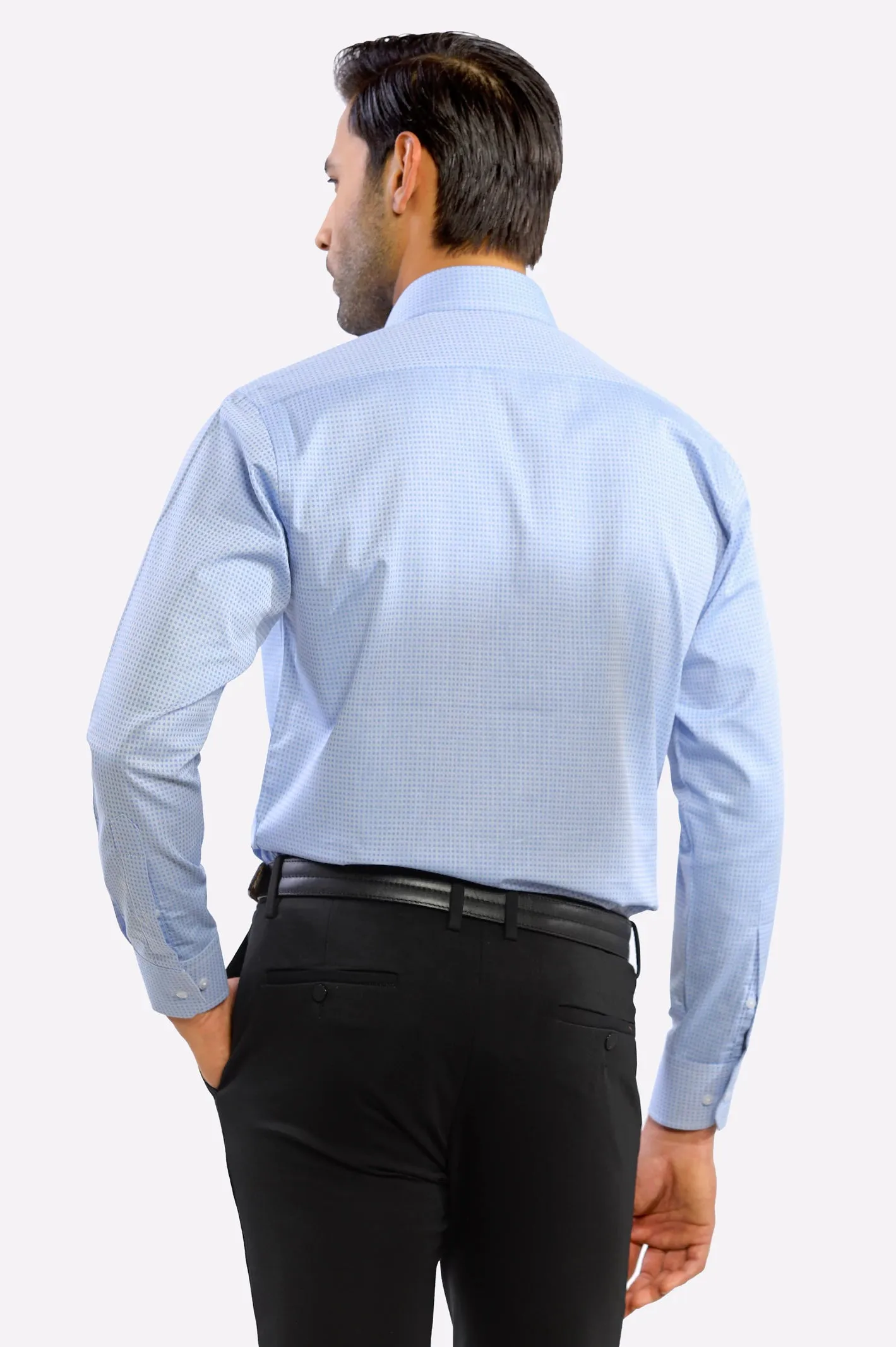 Blue Self Textured Formal Shirt