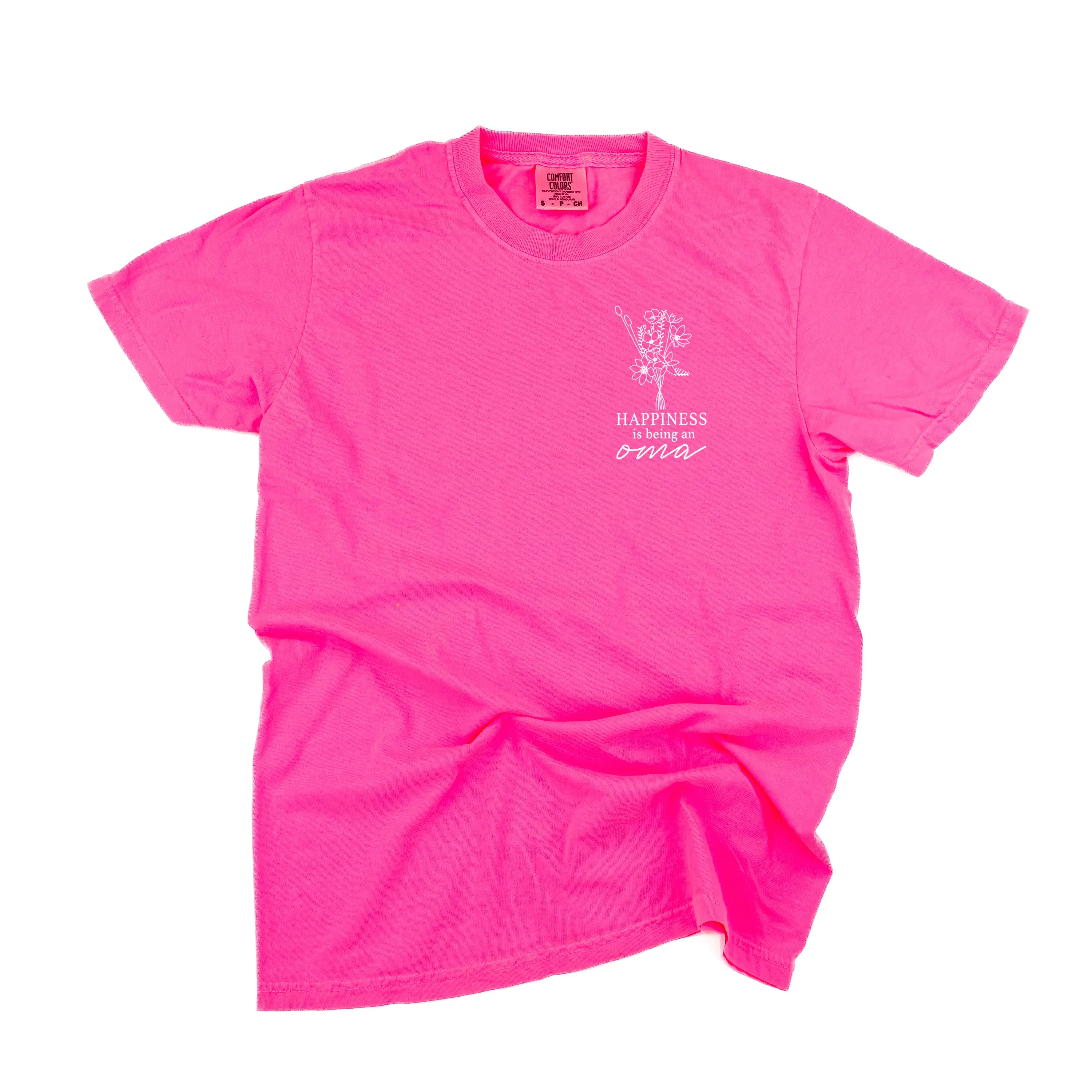 Bouquet Style - Happiness is Being a OMA - SHORT SLEEVE COMFORT COLORS TEE