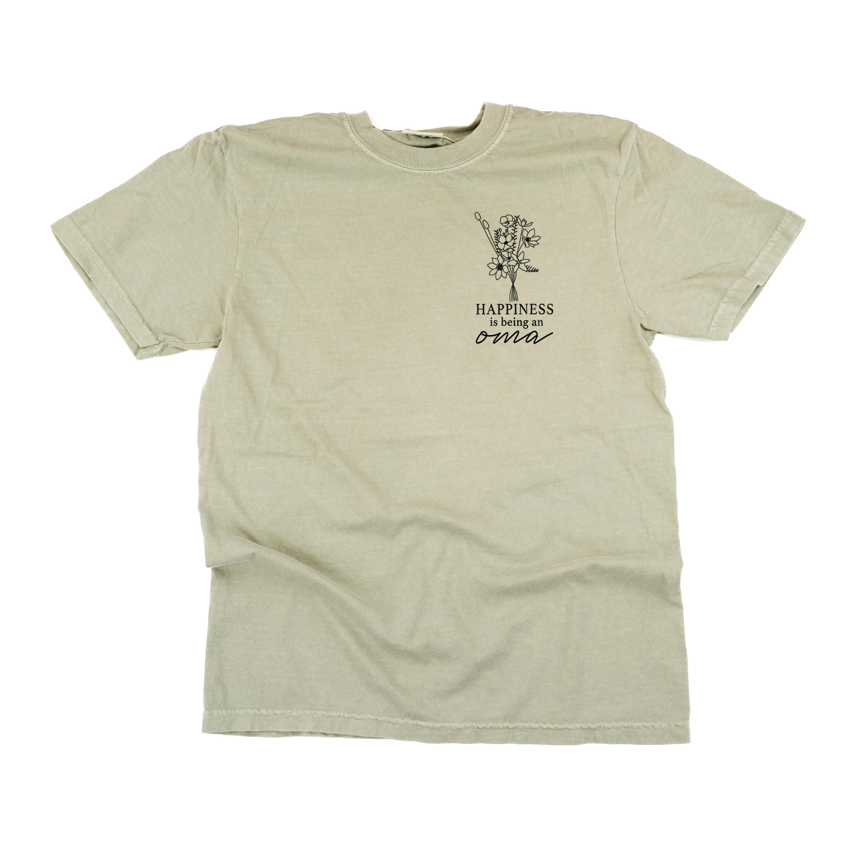 Bouquet Style - Happiness is Being a OMA - SHORT SLEEVE COMFORT COLORS TEE