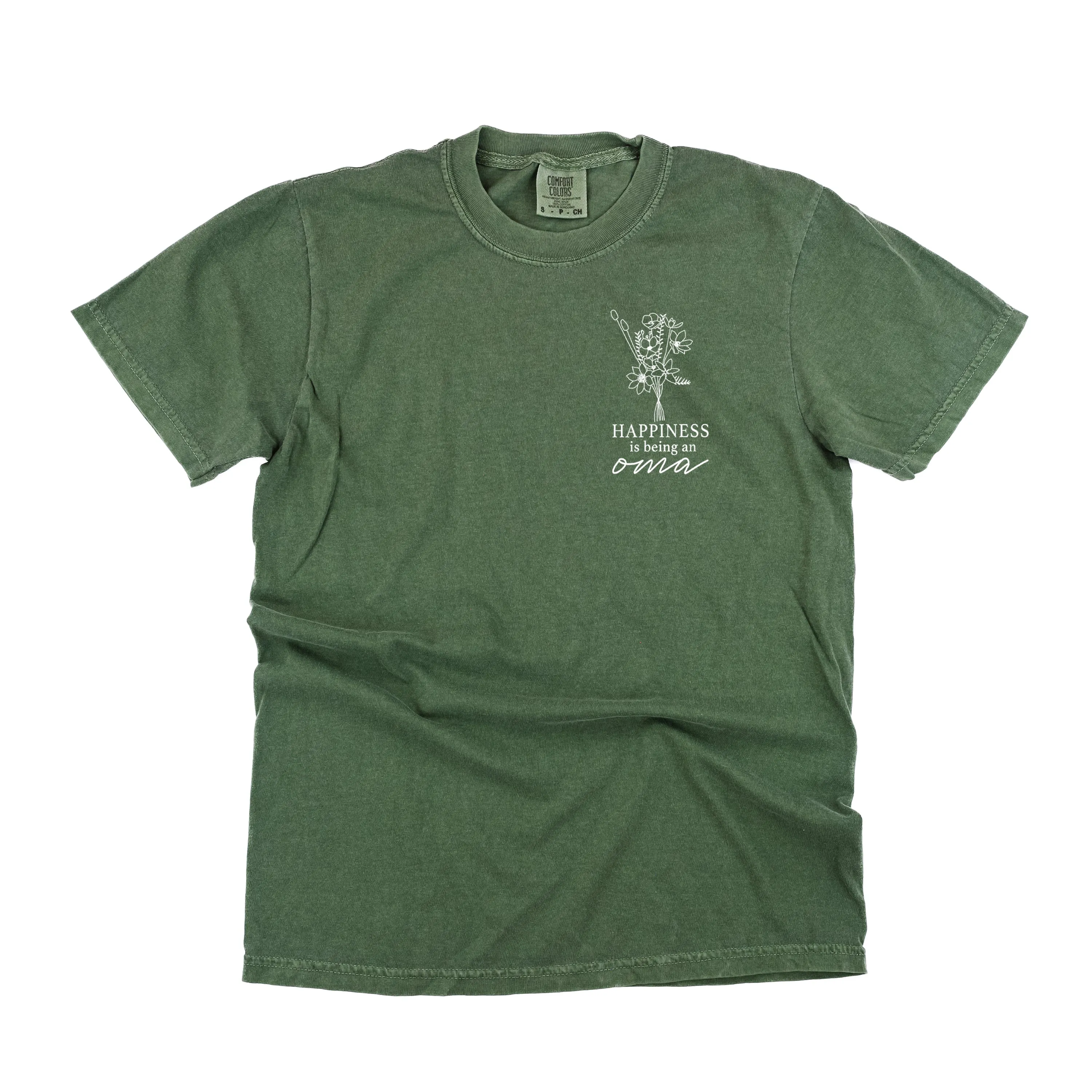 Bouquet Style - Happiness is Being a OMA - SHORT SLEEVE COMFORT COLORS TEE