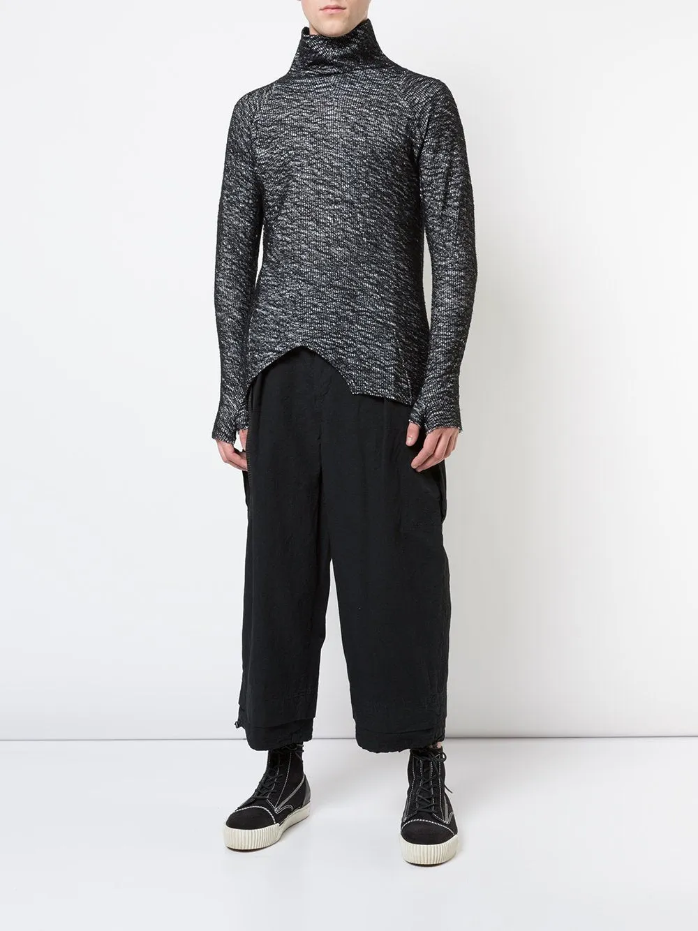 Charcoal Wool Knit Turtleneck Pullover