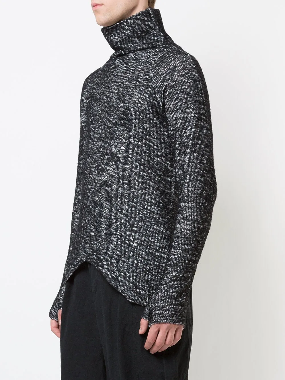 Charcoal Wool Knit Turtleneck Pullover