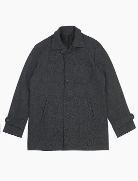 Charcoal Zigzag Wool Overcoat