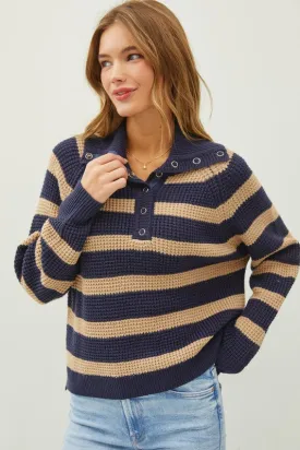 Chunky Striped Collared Pullovers - 2 Colors!