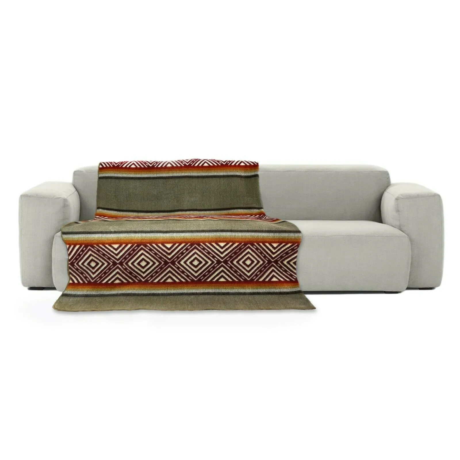 Cuchipamba - Baby Alpaca Blanket - Extra Large - Reversible Aztec Pattern - gray-burgundy