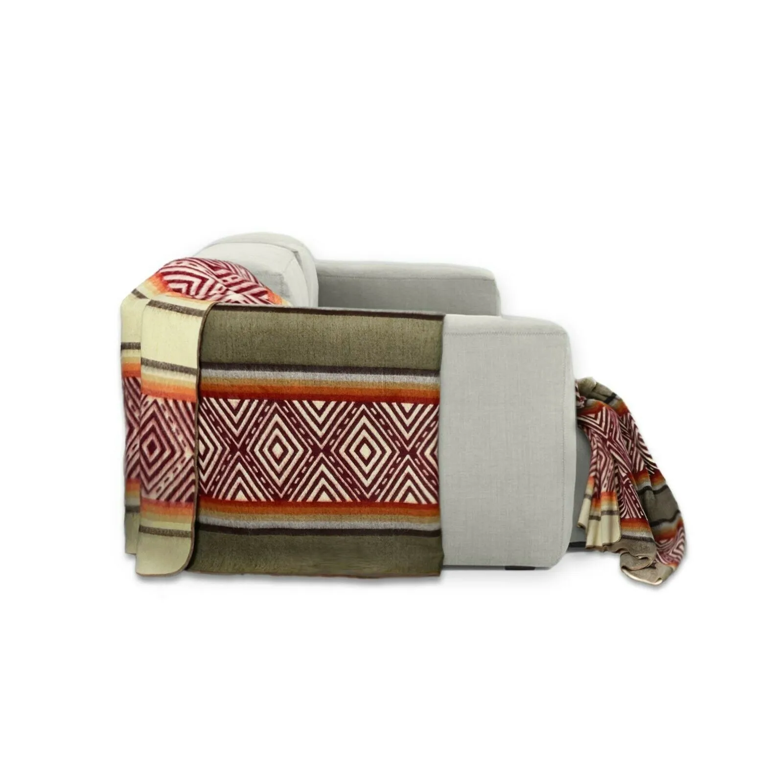 Cuchipamba - Baby Alpaca Blanket - Extra Large - Reversible Aztec Pattern - gray-burgundy