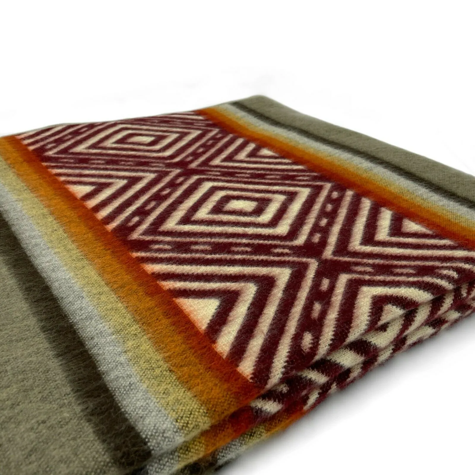 Cuchipamba - Baby Alpaca Blanket - Extra Large - Reversible Aztec Pattern - gray-burgundy