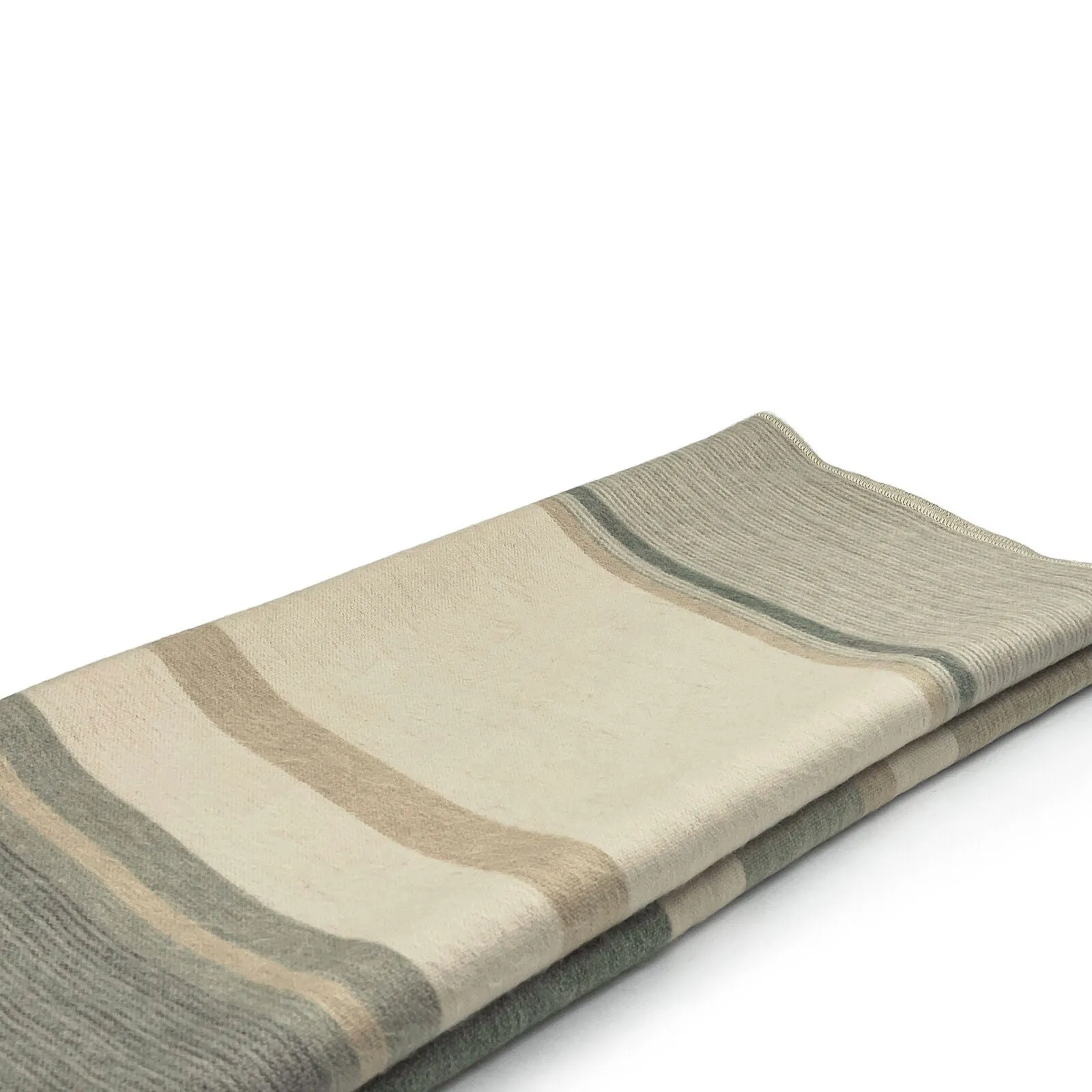 Deleg - Baby Alpaca Wool Throw Blanket / Sofa Cover - Queen 93" x 66" - natural colored stripes pattern