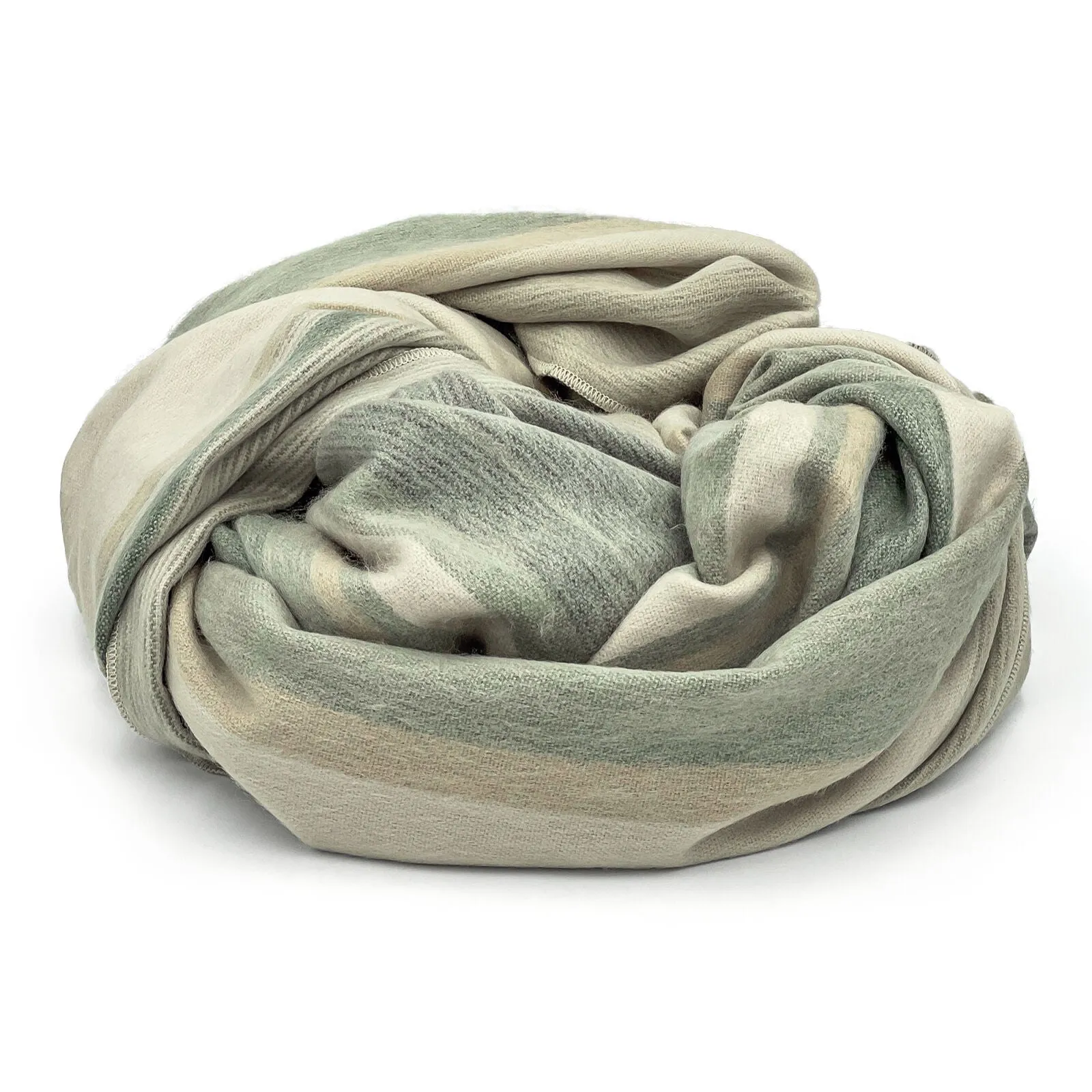 Deleg - Baby Alpaca Wool Throw Blanket / Sofa Cover - Queen 93" x 66" - natural colored stripes pattern
