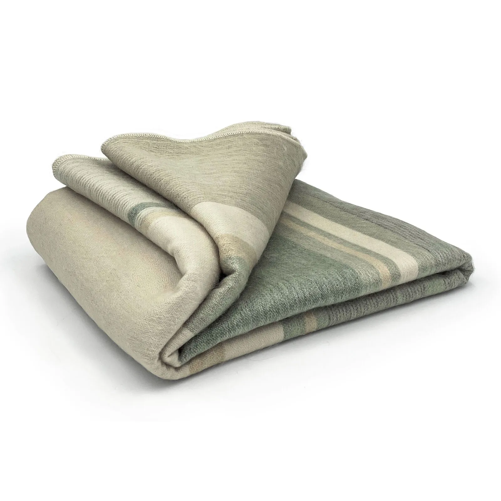 Deleg - Baby Alpaca Wool Throw Blanket / Sofa Cover - Queen 93" x 66" - natural colored stripes pattern