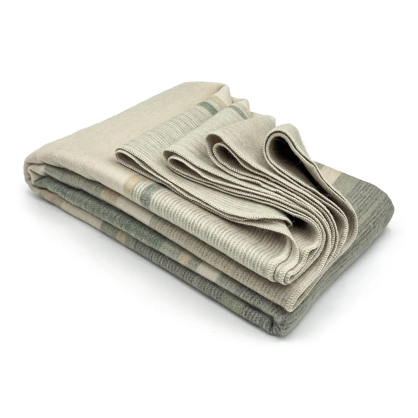 Deleg - Baby Alpaca Wool Throw Blanket / Sofa Cover - Queen 93" x 66" - natural colored stripes pattern
