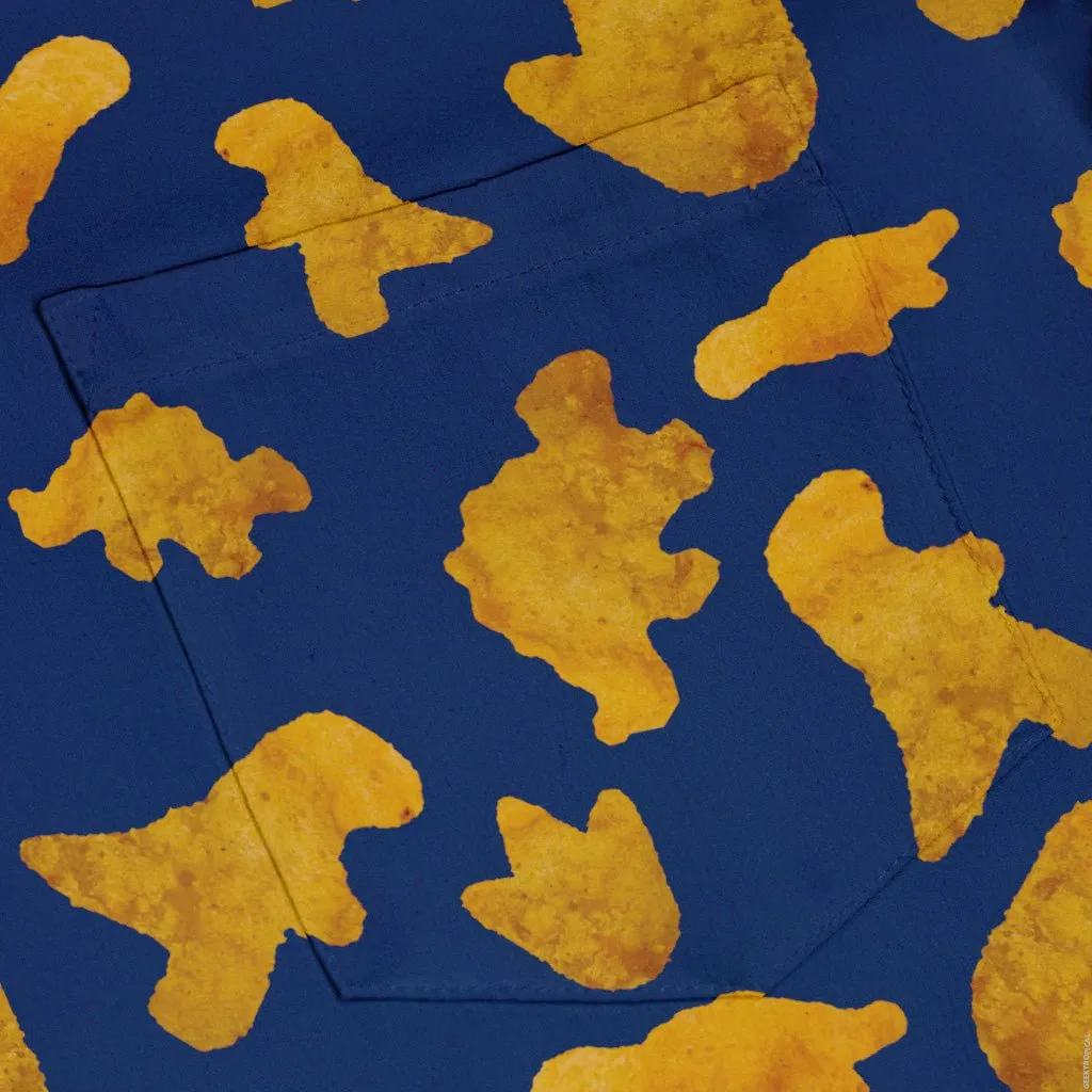 Dinosaur Chicken Nuggets Blue Button Up Shirt