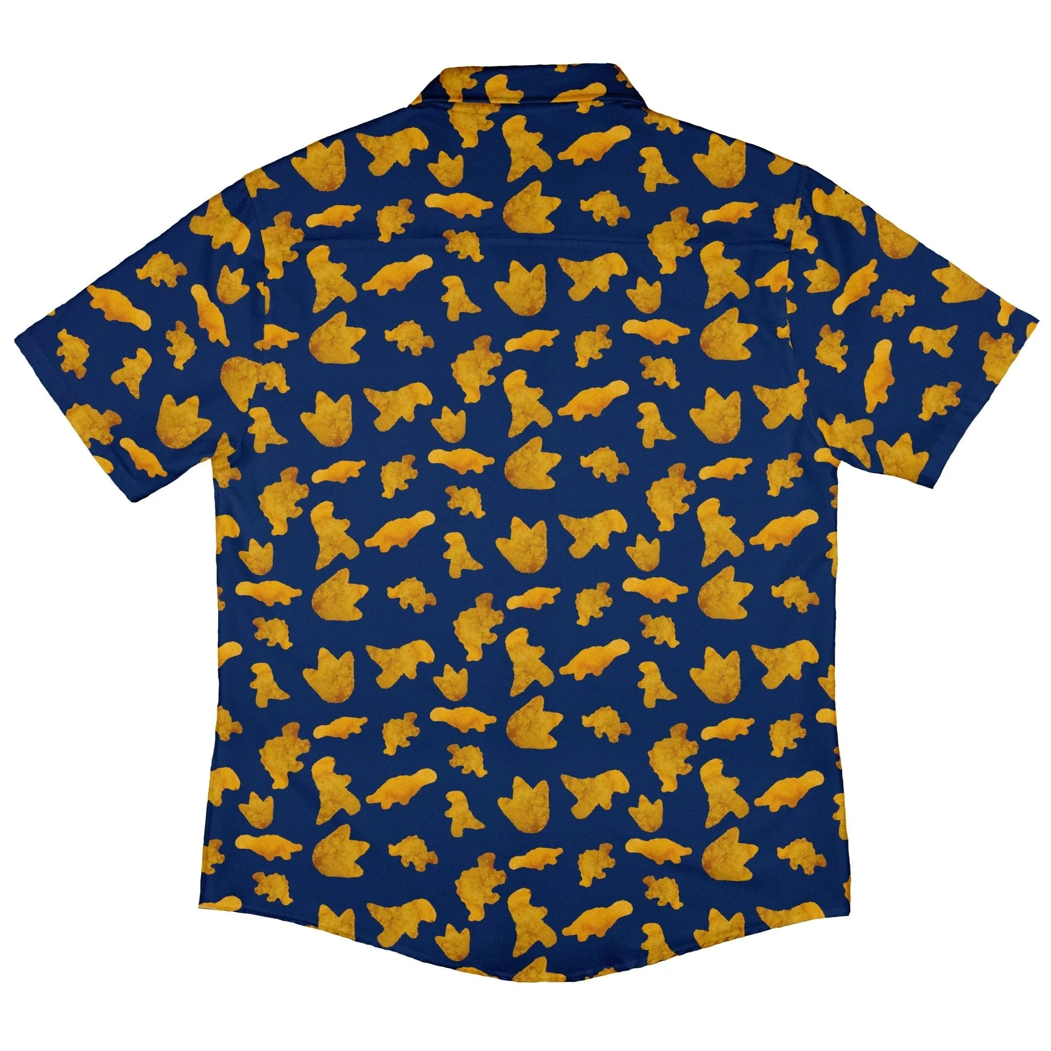 Dinosaur Chicken Nuggets Blue Button Up Shirt