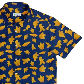 Dinosaur Chicken Nuggets Blue Button Up Shirt