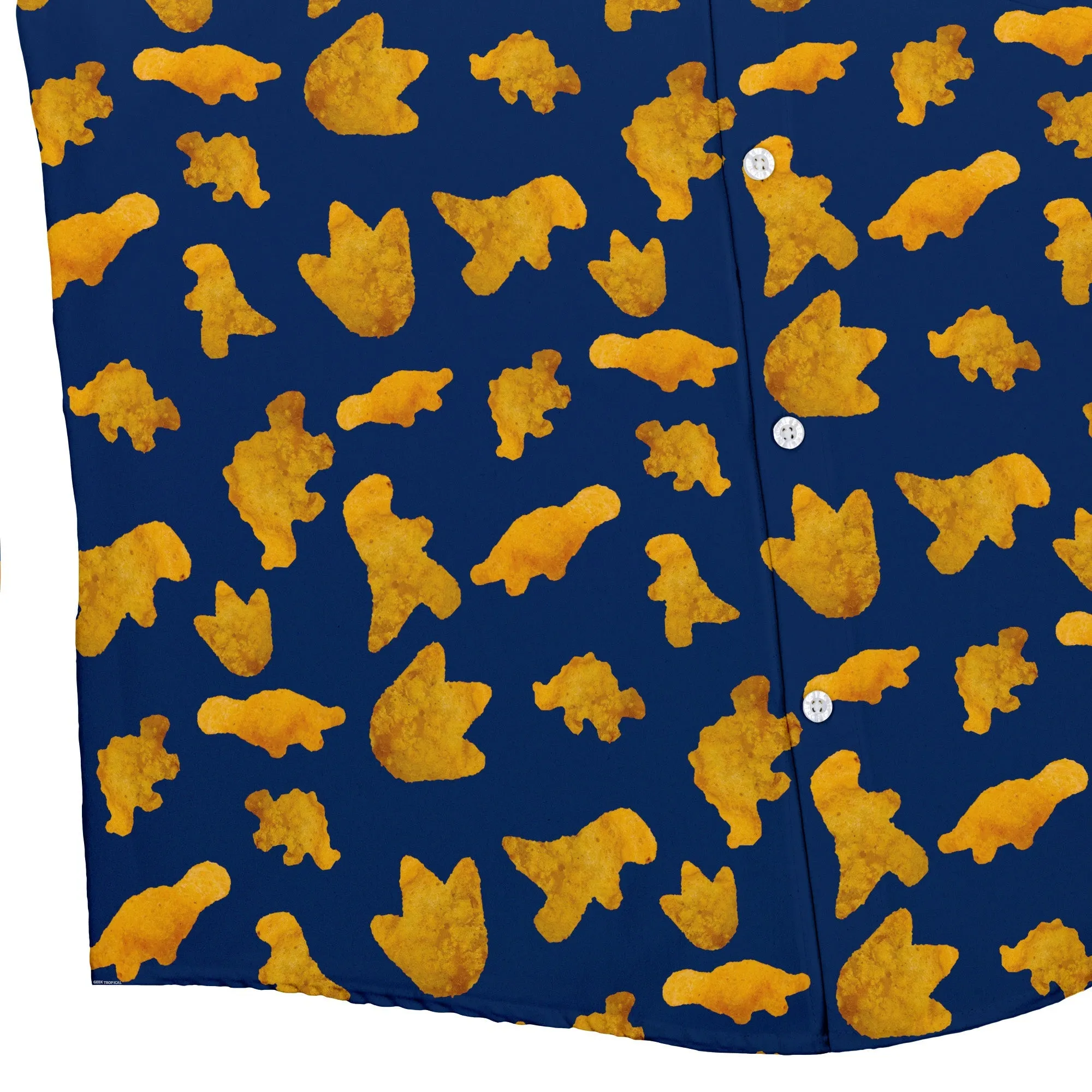 Dinosaur Chicken Nuggets Blue Button Up Shirt