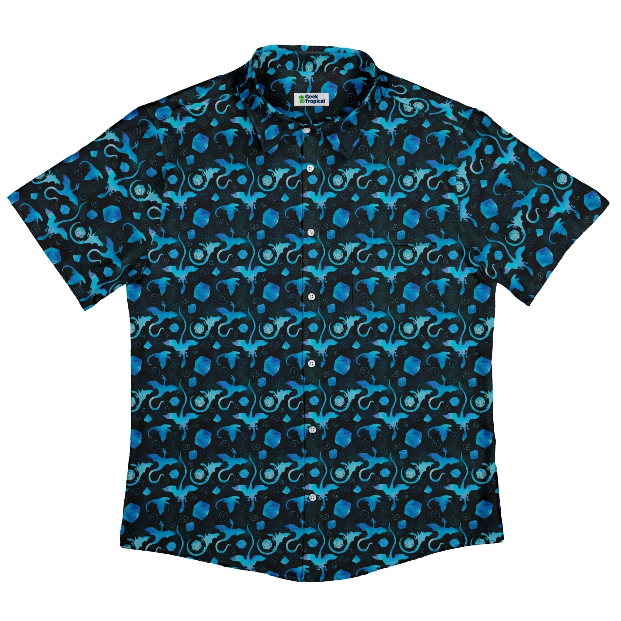 Dnd Mystic Blue Dragons Button Up Shirt