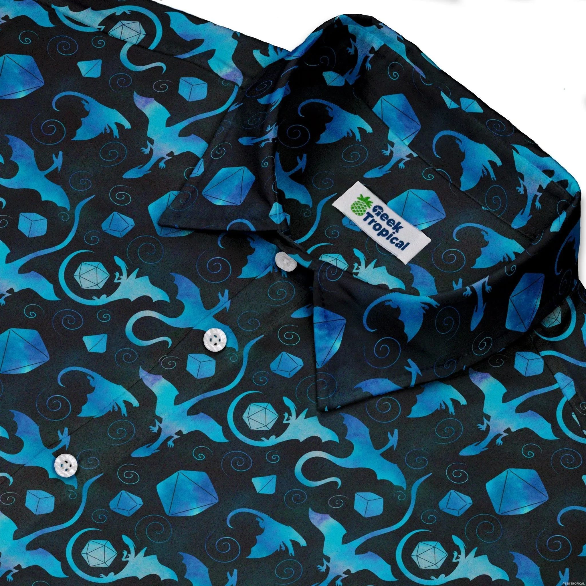 Dnd Mystic Blue Dragons Button Up Shirt