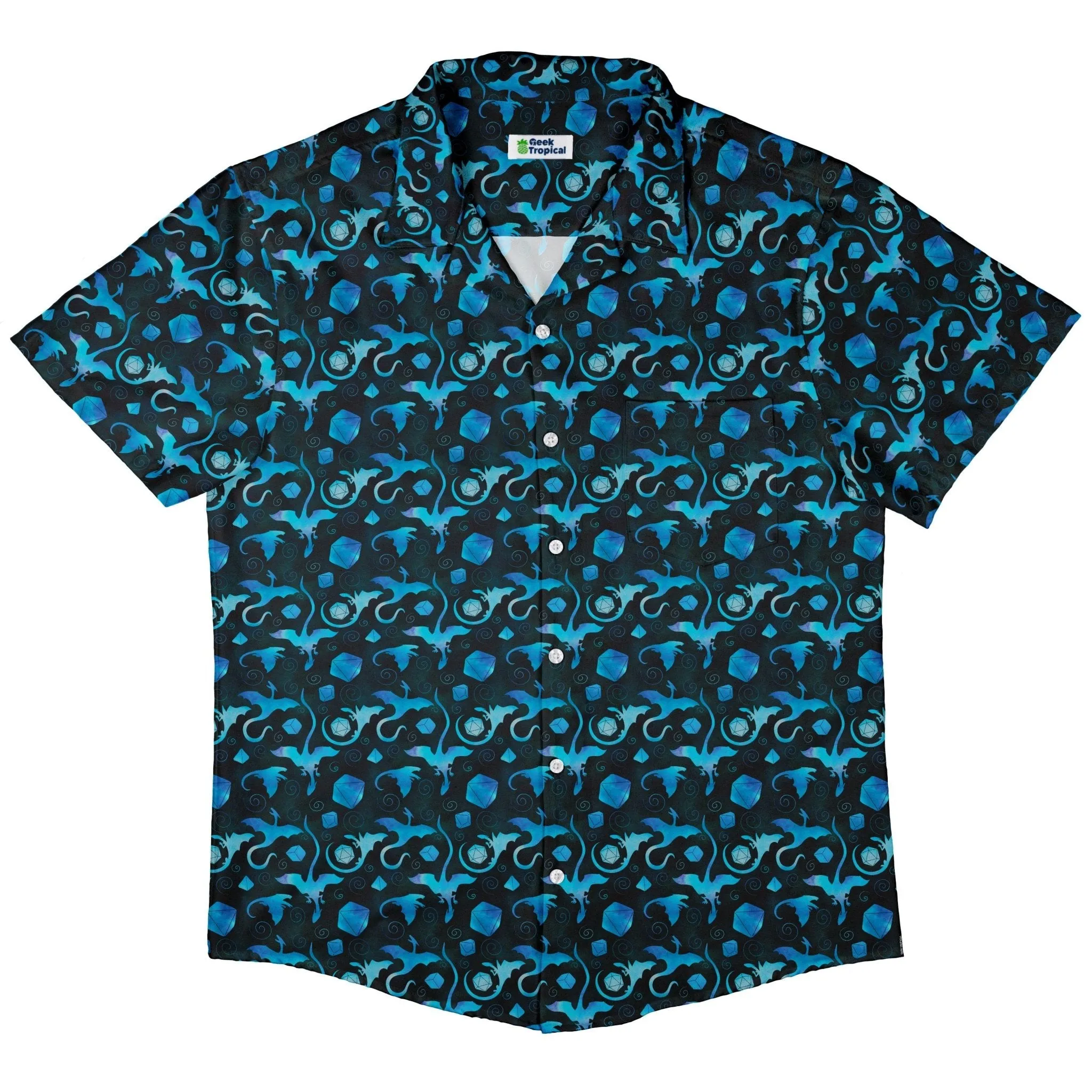 Dnd Mystic Blue Dragons Button Up Shirt