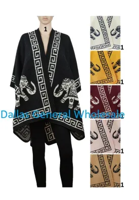 Elephant 2-in-1 Blanket Scarf Ponchos Wholesale