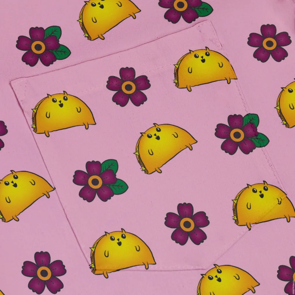 Exploding Kittens TacoCat Flowers Button Up Shirt