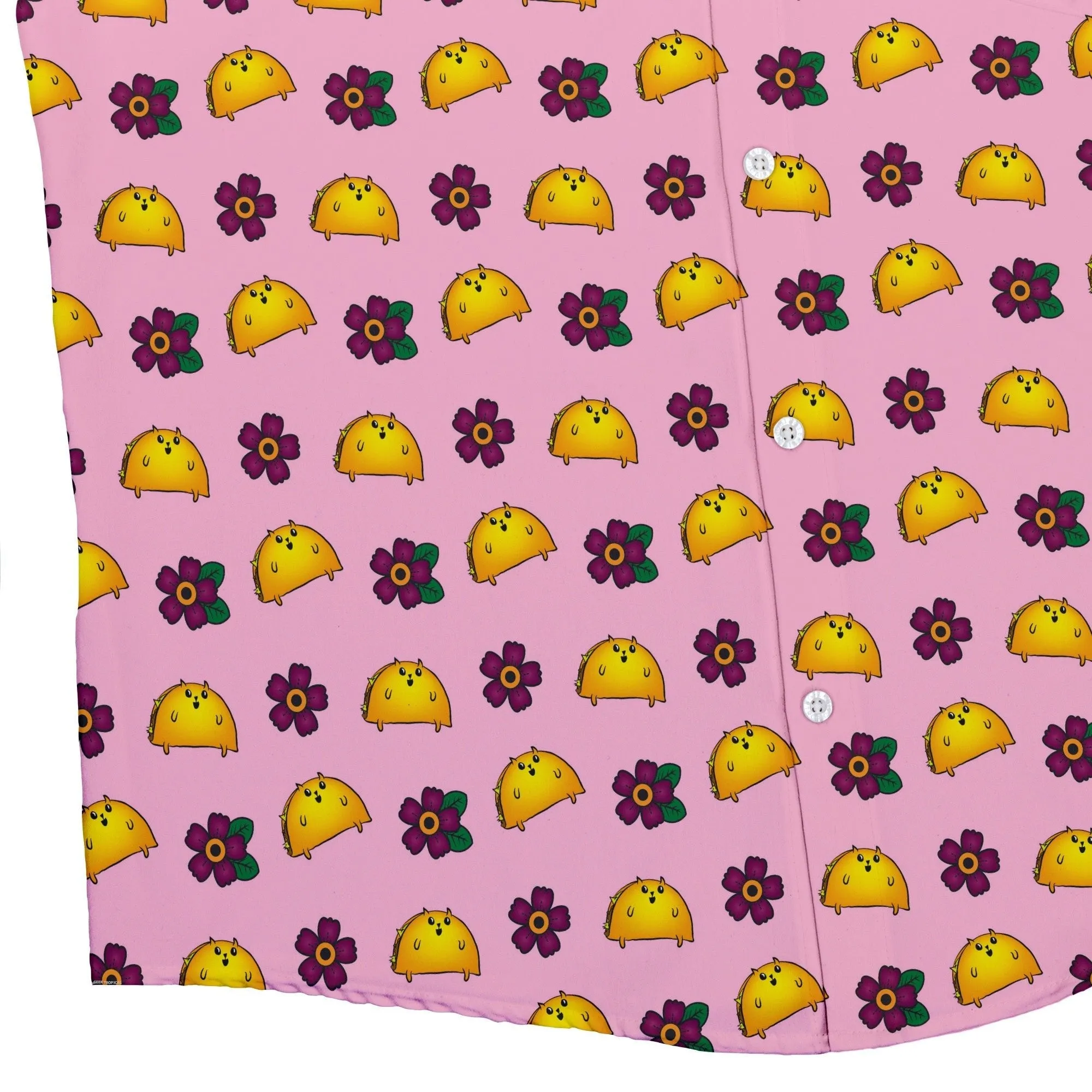 Exploding Kittens TacoCat Flowers Button Up Shirt