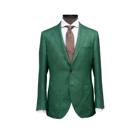 GREEN SLUB WOOL LINEN SILK