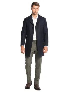 ID20407-Schneiders' Michael'Navy H/Bone Overcoat