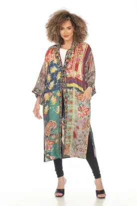 Johnny Was Odyssey Silk Floral Printed Embroidered Reversible Kimono Boho Chic C48123