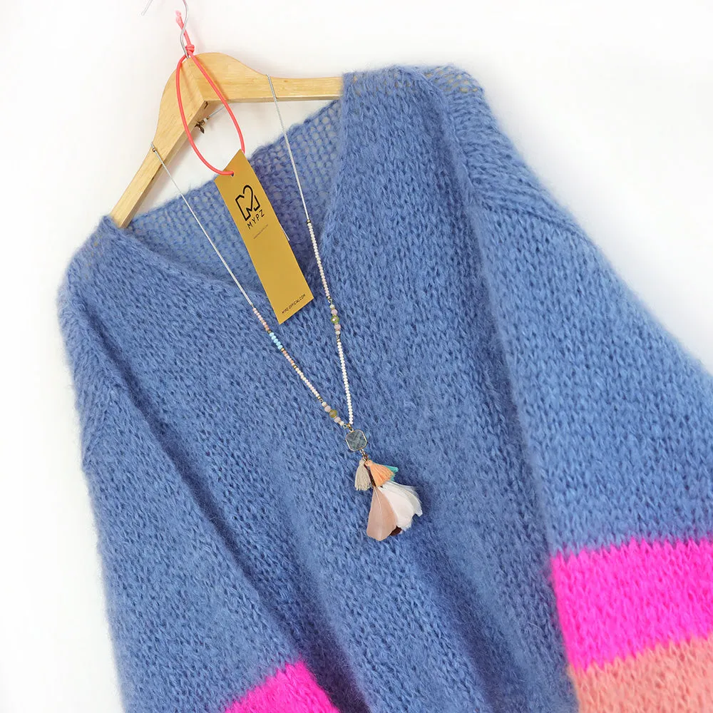 Knitting Kit – MYPZ Basic Light Mohair v-neck Pullover Bluish no10 (ENG-NL)